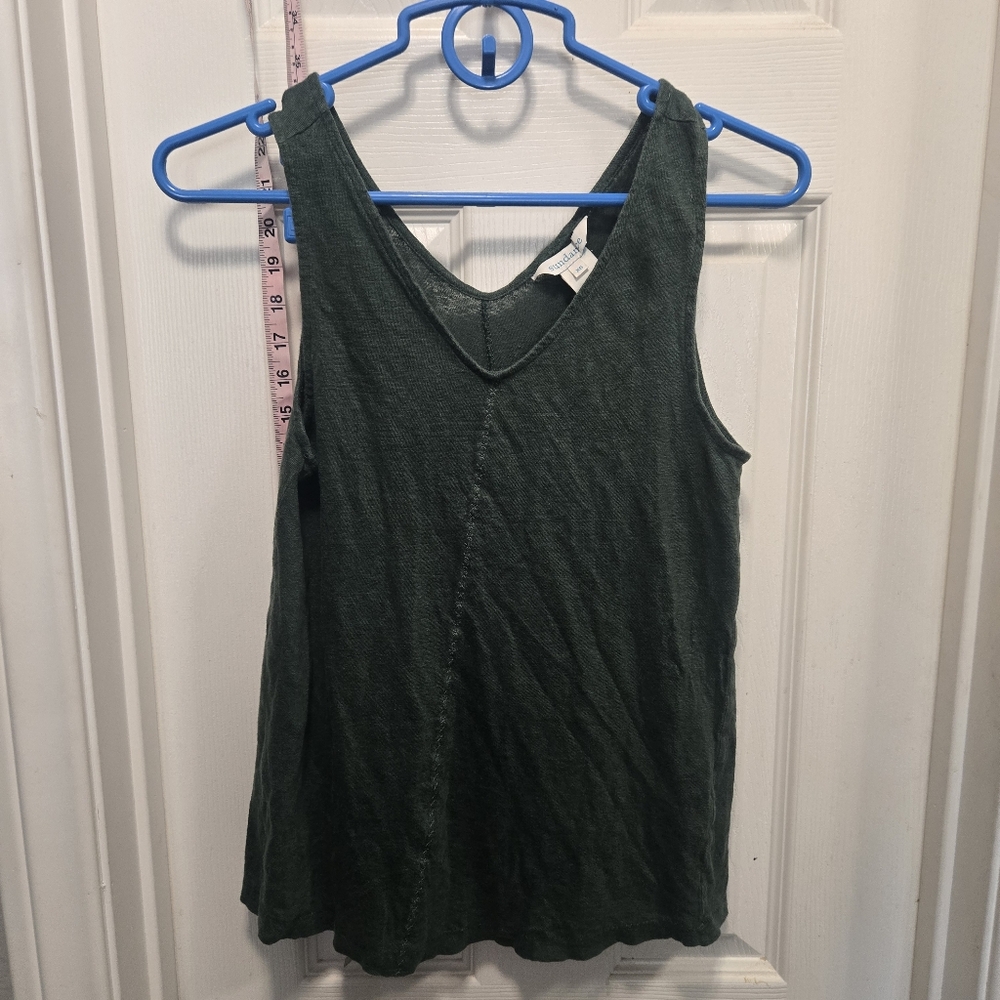 Sundance Linen Green Sleeveless Top Size Xs